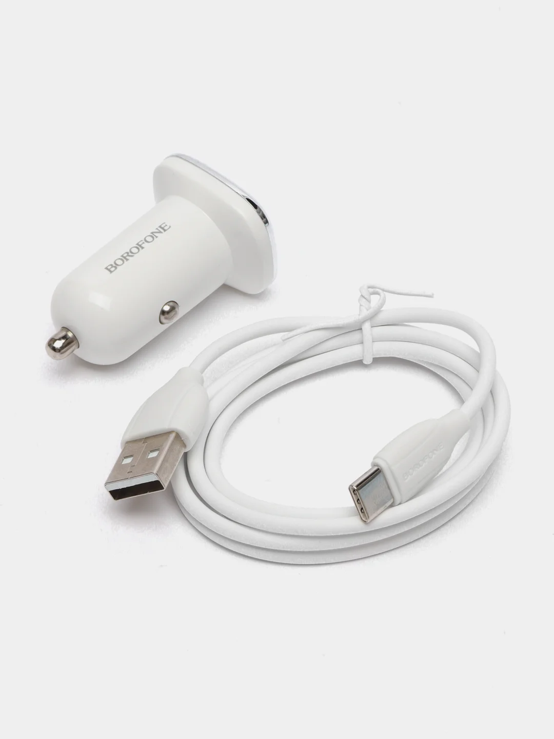 Белый автомобильное зарядное устройство Borofone BZ12 Micro, Type-C