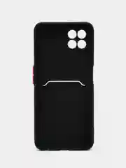 Черный силиконовый чехол Realme 8i Narzo 50 Реалми 8 ай Нарзо 50, с карманом для карт, прозрачный