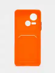 Оранжевый силиконовый чехол для Tecno Spark 10 5G, c отсеком для карт