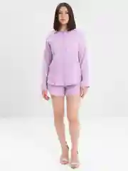 Лавандовый костюм женский с шортами, пляжный костюм, муслин, рубашка, шорты