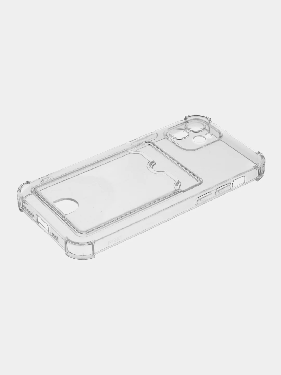 Прозрачный чехол для iPhone (Айфон) 11, 12, 13, 14, XR, 7, 8, Plus, Pro Max, с картхолдером, силиконовый
