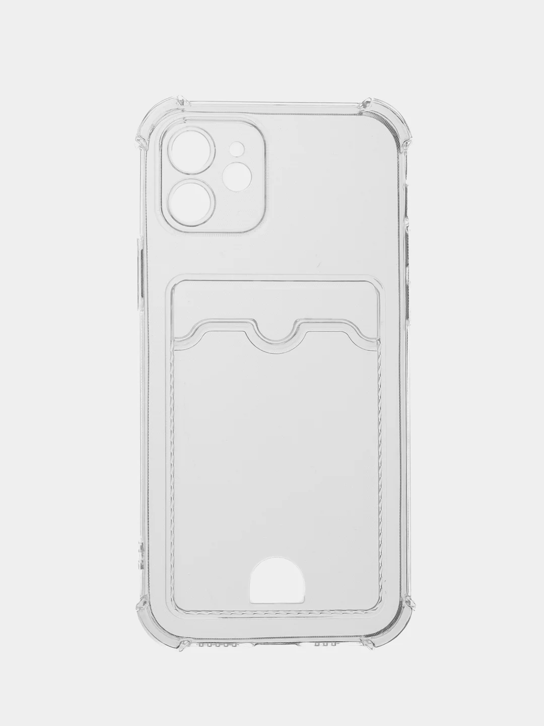 Прозрачный чехол для iPhone (Айфон) 11, 12, 13, 14, XR, 7, 8, Plus, Pro Max, с картхолдером, силиконовый