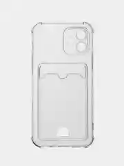 Прозрачный чехол для iPhone (Айфон) 11, 12, 13, 14, XR, 7, 8, Plus, Pro Max, с картхолдером, силиконовый