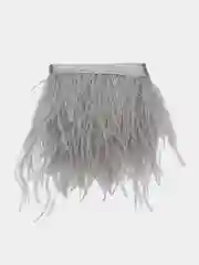 Серебряный перья страуса на ленте, тесьме