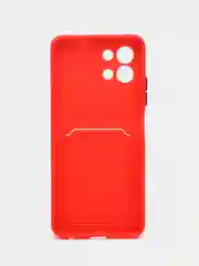 Красный силиконовый чехол для Infinix Hot 11 2022 (Хот 11 2022), картхолдер, матовый