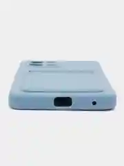 Синий меланж силиконовый чехол для Infinix Hot 11 2022 (Хот 11 2022), картхолдер, матовый