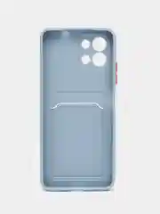 Синий меланж силиконовый чехол для Infinix Hot 11 2022 (Хот 11 2022), картхолдер, матовый