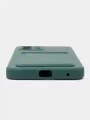 Тёмно-зелёный силиконовый чехол для Infinix Hot 11 2022 (Хот 11 2022), картхолдер, матовый