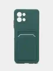 Тёмно-зелёный силиконовый чехол для Infinix Hot 11 2022 (Хот 11 2022), картхолдер, матовый