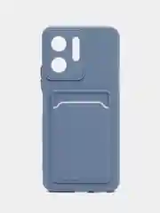Синий меланж силиконовый чехол для Vivo Y02S, c отсеком для карт