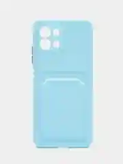 Голубой силиконовый чехол для Infinix Hot 11 2022 (Хот 11 2022), картхолдер, матовый