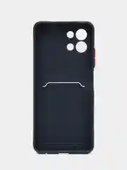 Темно-синий силиконовый чехол для Infinix Hot 11 2022 (Хот 11 2022), картхолдер, матовый