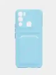 Голубой силиконовый чехол для Infinix HOT 12i (Инфиникс Хот 12 Ай), с карманом для карт, прозрачный