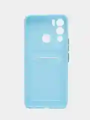 Голубой силиконовый чехол для Infinix HOT 12i (Инфиникс Хот 12 Ай), с карманом для карт, прозрачный