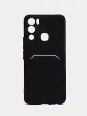 Черный силиконовый чехол для Infinix HOT 12i (Инфиникс Хот 12 Ай), с карманом для карт, прозрачный