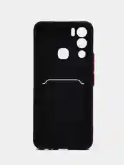 Черный силиконовый чехол для Infinix HOT 12i (Инфиникс Хот 12 Ай), с карманом для карт, прозрачный