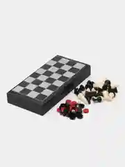 Игра настольная "Шахматы 3 в 1", магнитная доска, 24*24 см, чёрно-белые