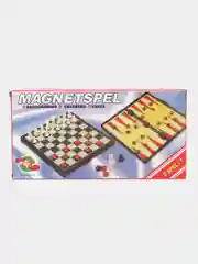 Игра настольная "Шахматы 3 в 1", магнитная доска, 24*24 см, чёрно-белые