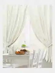 Белый комплект штор для кухни с подхватами Altali, хлопок, короткие 2 шт, 138 x 180 см каждая