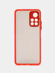 Красный чехол на Poco M4 5G, M4 Pro 5G, матовый, цветные кнопки, Поко М4, М4 Про