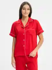 Алый пижама женская со штанами, атласная