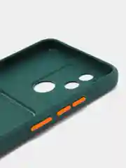 Тёмно-зелёный силиконовый чехол для Realme C21Y, C25Y, Narzo 50 Pro, c отсеком для карт