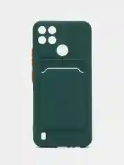 Тёмно-зелёный силиконовый чехол для Realme C21Y, C25Y, Narzo 50 Pro, c отсеком для карт