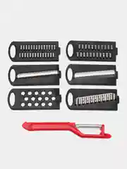 Красный овощерезка-шинковка 6 в 1 с контейнером + терка + слайсер NICER DICER MINI