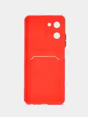 Красный силиконовый чехол Realme 10 Pro 5G (Реалми 10 Про 5 Джи), с карманом для карт, прозрачный