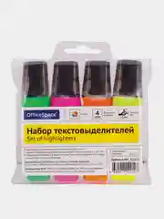 Набор текстовыделителей OfficeSpace 4 цв., 1-5мм, ПВХ уп.