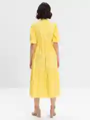 Желтый платье хлопковое, ярусное