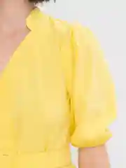 Желтый платье хлопковое, ярусное