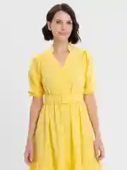 Желтый платье хлопковое, ярусное