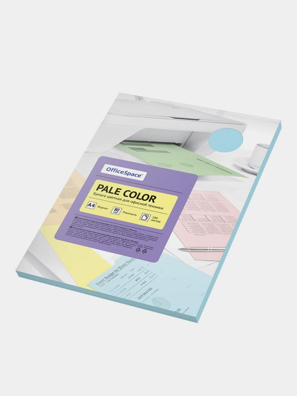 Бумага цветная OfficeSpace "Pale Color", А4, 80г/м², 100л., (голубой)