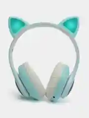 Бирюзовый наушники беспроводные Bluetooth, с кошачьими светящимися ушками
