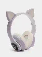 Лавандовый наушники беспроводные Bluetooth, с кошачьими светящимися ушками
