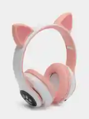 Розовый наушники беспроводные Bluetooth, с кошачьими светящимися ушками