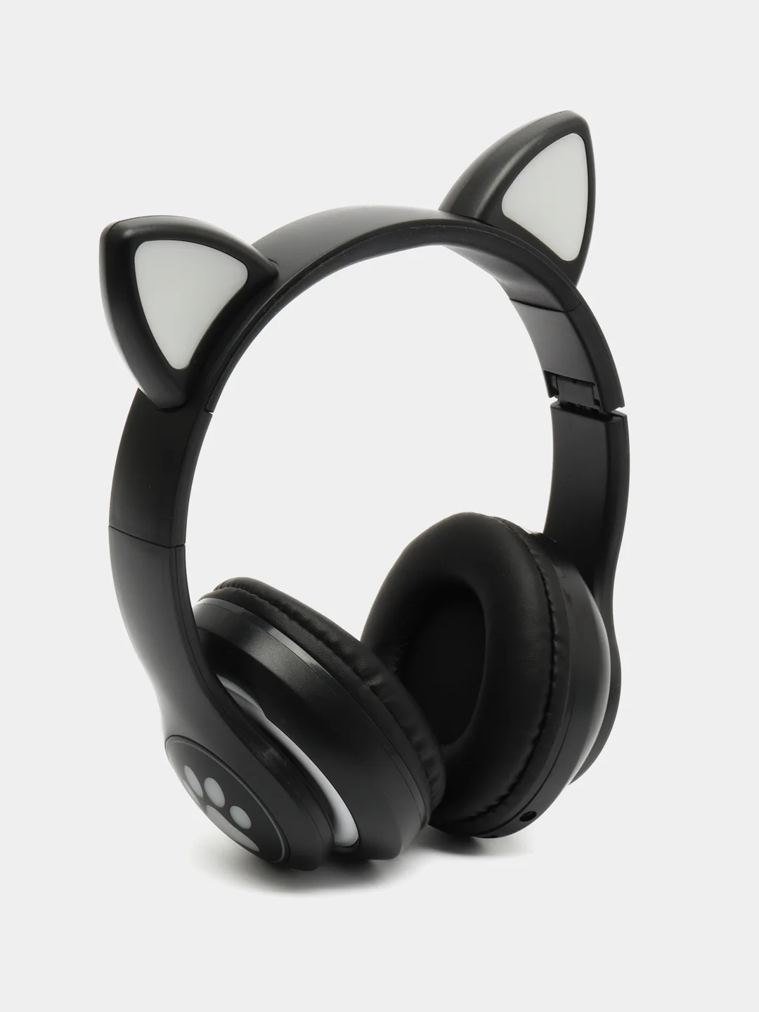 Черный наушники беспроводные Bluetooth, с кошачьими светящимися ушками
