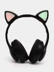 Черный наушники беспроводные Bluetooth, с кошачьими светящимися ушками