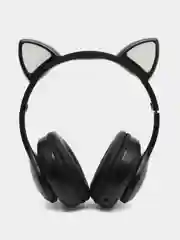 Черный наушники беспроводные Bluetooth, с кошачьими светящимися ушками
