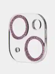 Розовый защитное стекло на камеру Broscorp для Apple iPhone 14, 14 Plus с блестящей рамкой