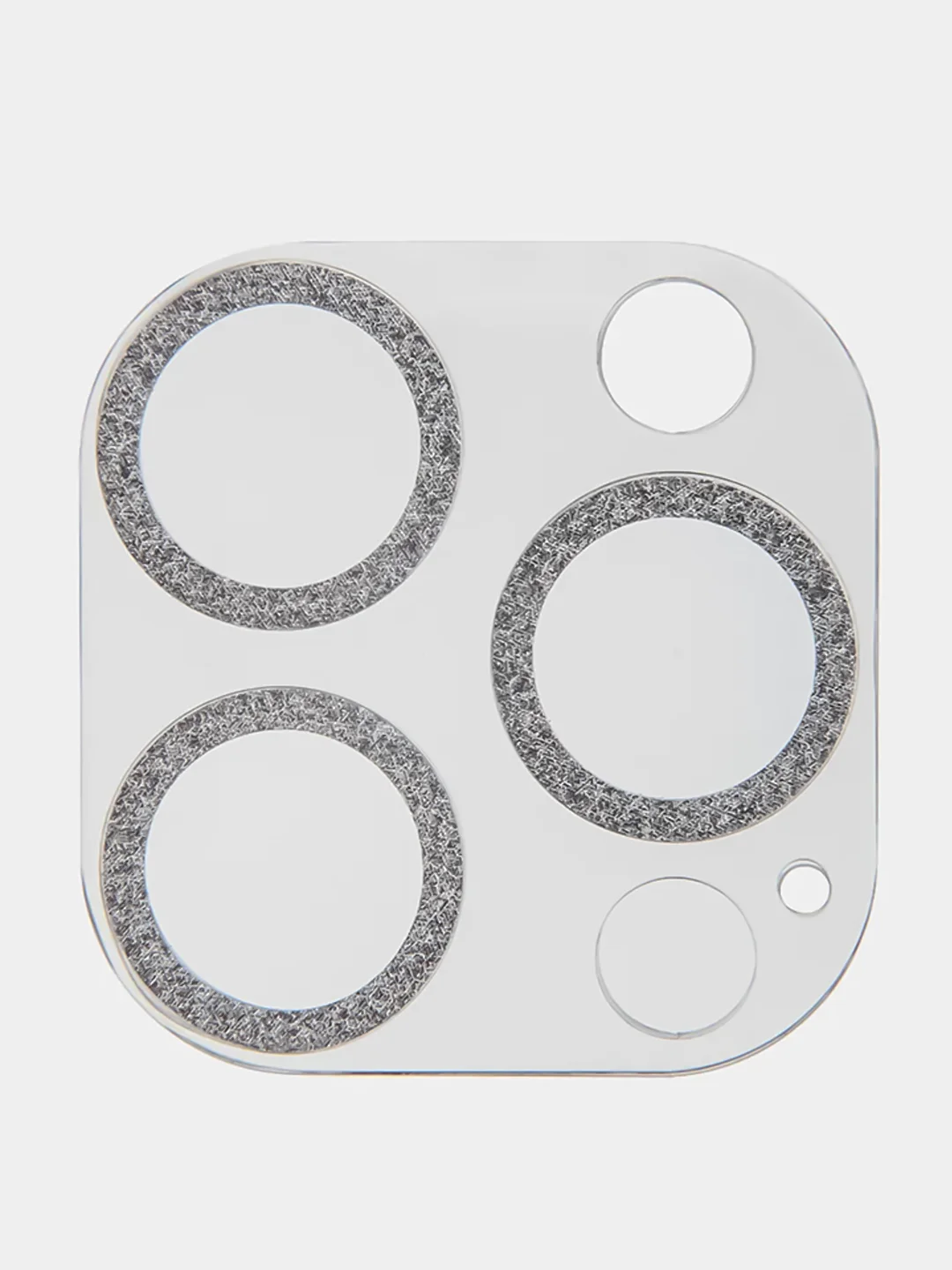Серебряный защитное стекло на камеру Broscorp для Apple iPhone 14 Pro и 14 Pro Max с блестящей рамкой