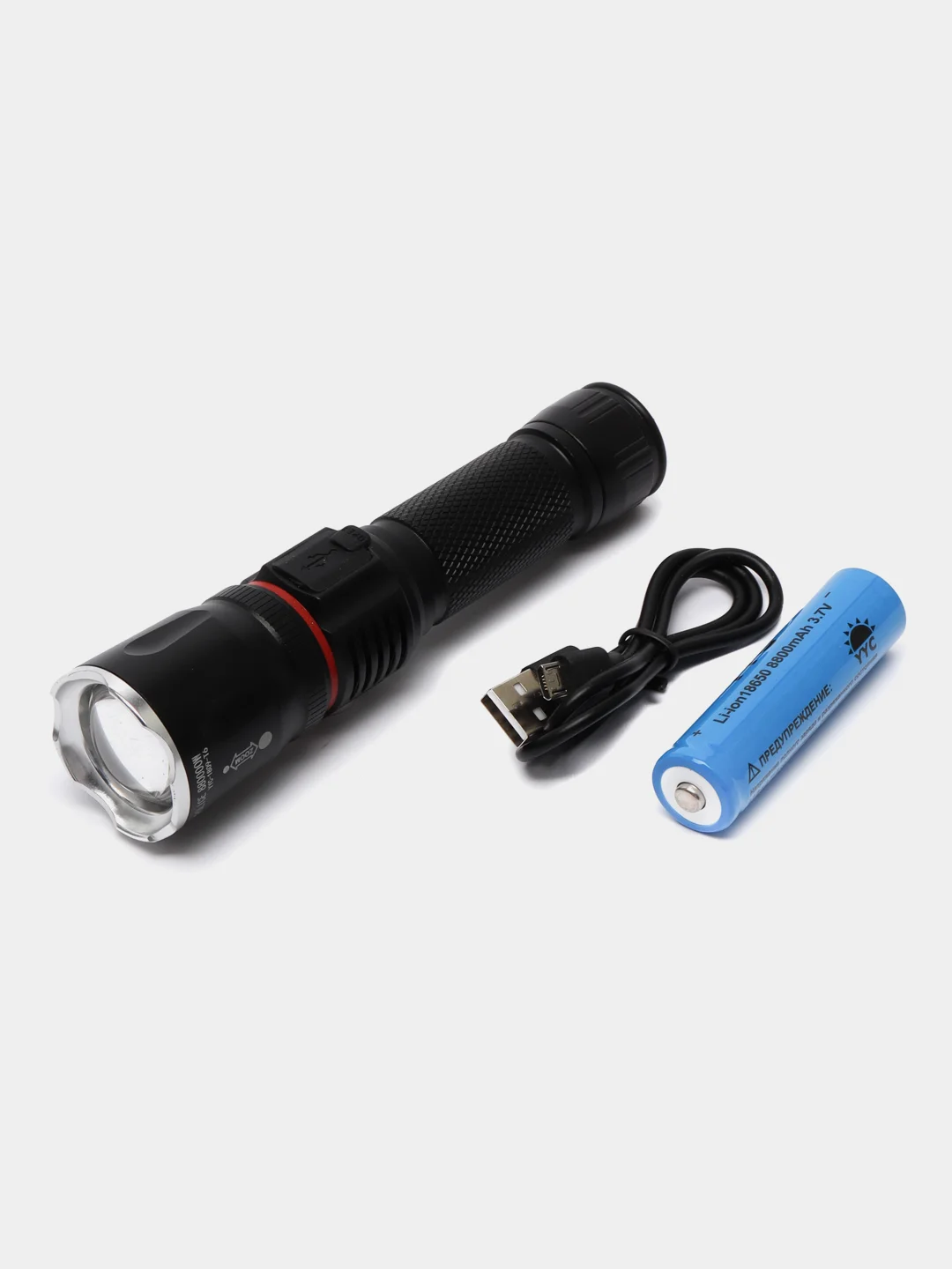 Фонарь LED SimpleShop светодиодный ручной аккумуляторный, с зумом, 3 режима
