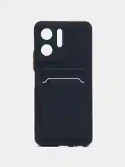 Темно-синий силиконовый чехол для Vivo Y02S, c отсеком для карт