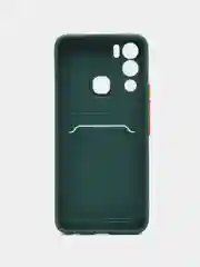 Тёмно-зелёный силиконовый чехол для Infinix HOT 12i (Инфиникс Хот 12 Ай), с карманом для карт, прозрачный
