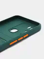 Тёмно-зелёный силиконовый чехол для Infinix HOT 12i (Инфиникс Хот 12 Ай), с карманом для карт, прозрачный