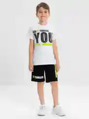 Белый комплект, костюм для мальчика: футболка, шорты, Bonito kids