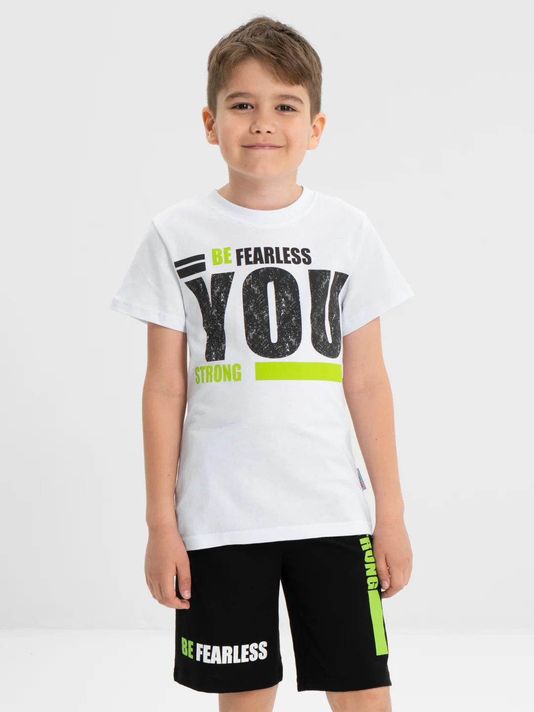 Белый комплект, костюм для мальчика: футболка, шорты, Bonito kids