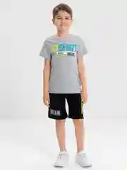 Серый меланж комплект, костюм для мальчика: футболка, шорты, Bonito kids