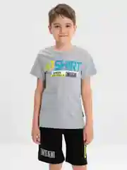 Серый меланж комплект, костюм для мальчика: футболка, шорты, Bonito kids
